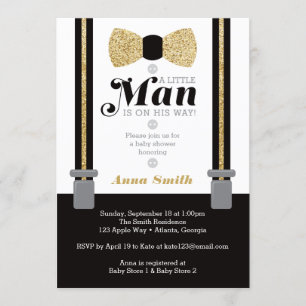 Invitation Baby shower Little Man, Parties scintil