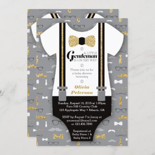Invitation Baby shower Little Man, Parties scintil