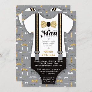 Invitation Baby shower Little Man, Parties scintil