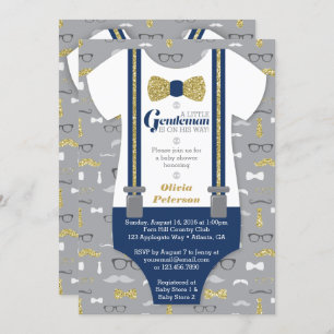Invitation Baby shower Little Man, Parties scintil