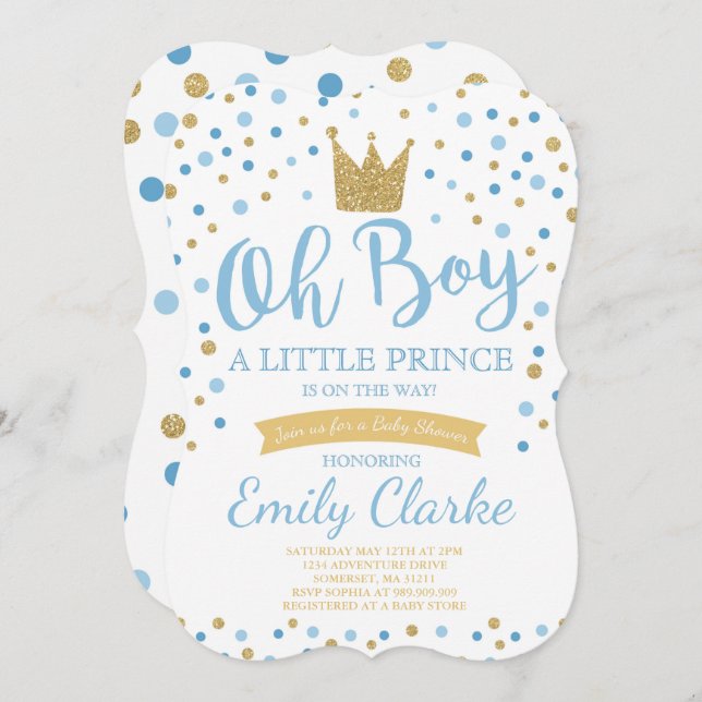 Invitation Baby shower Little Prince Douche royale (Devant / Derrière)