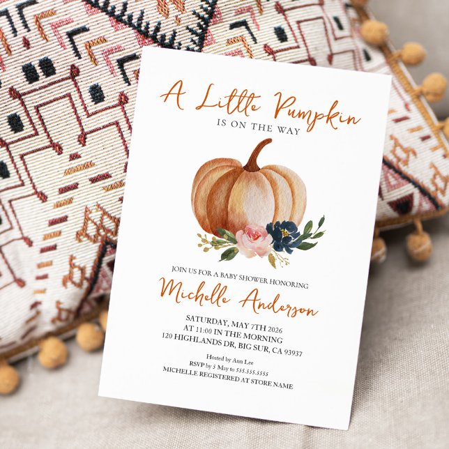 Invitation Baby Shower Little Pumpkin Arrive Bientôt  (Créateur téléchargé)