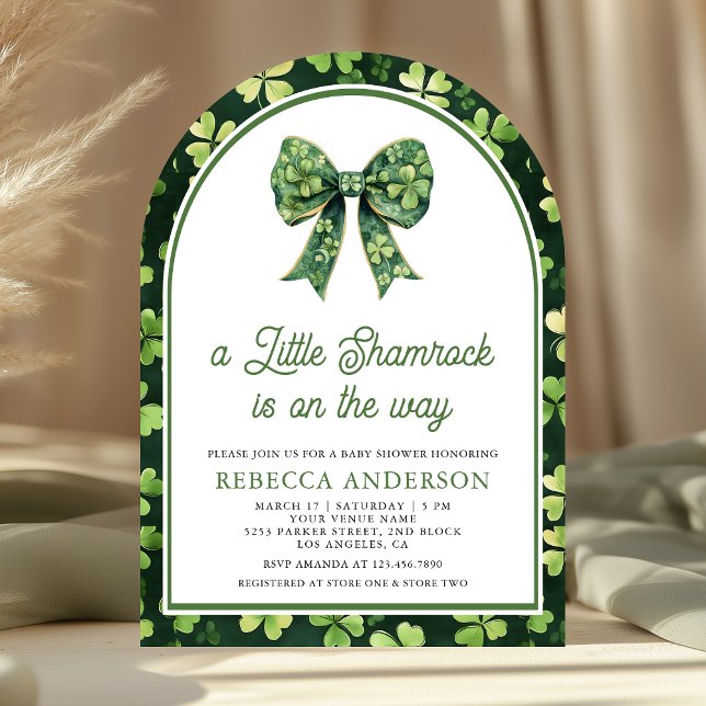 Invitation Baby Shower Little Shamrock Arc Vert (Créateur téléchargé)