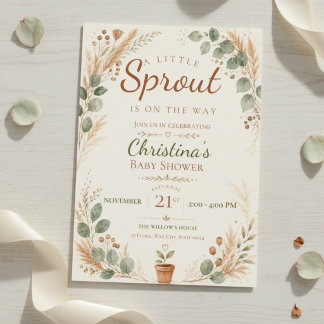 Invitation Baby Shower Little Sprout Botanique