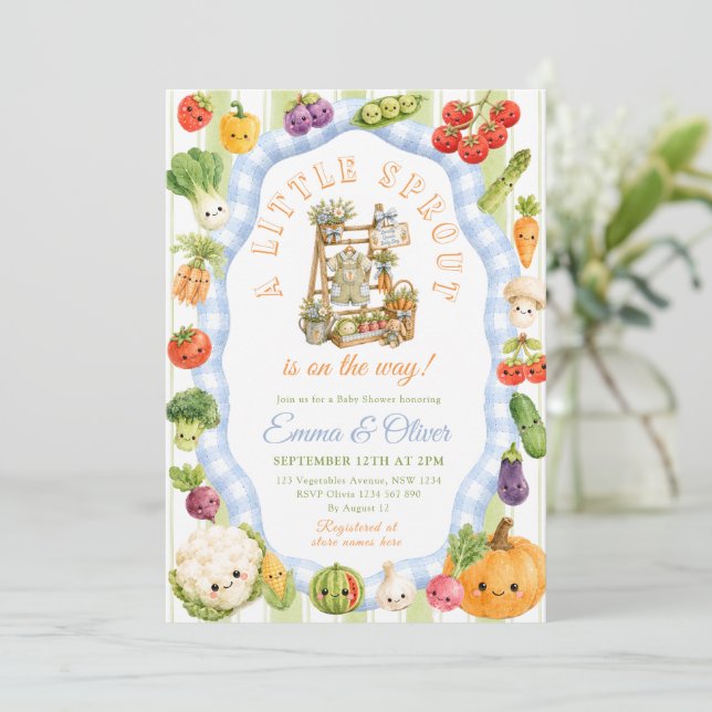 Invitation Baby Shower Little Sprout Boy (Debout devant)