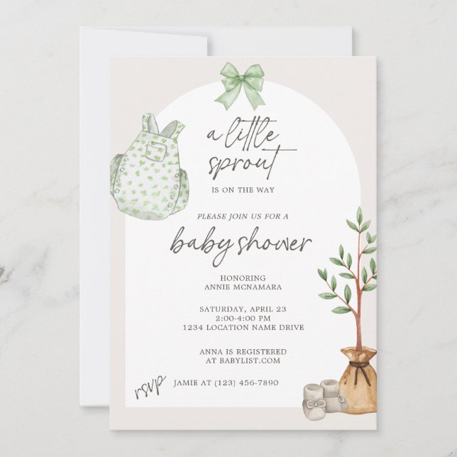 Invitation Baby shower Little Sprout Garden (Devant)