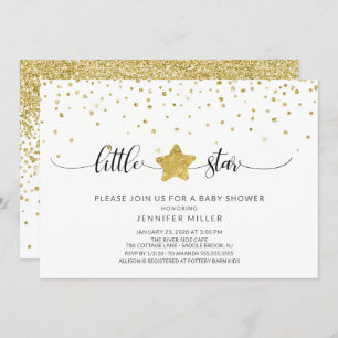 Invitation Baby shower Little Star Gold Parties scintillant