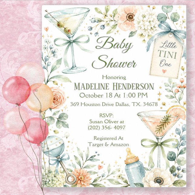 Invitation Baby Shower Little Tini One Martini (Créateur téléchargé)