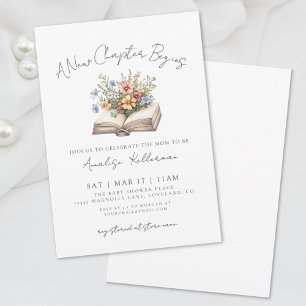 Invitation Baby Shower Livre Nouveau Chapitre Fleur Sauvage
