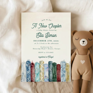 Invitation Baby-Shower Livre Nouveau Chapitre Hiver Cosy