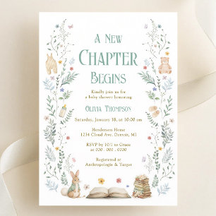 Invitation Baby-Shower Livre 'Un Nouveau Chapitre'