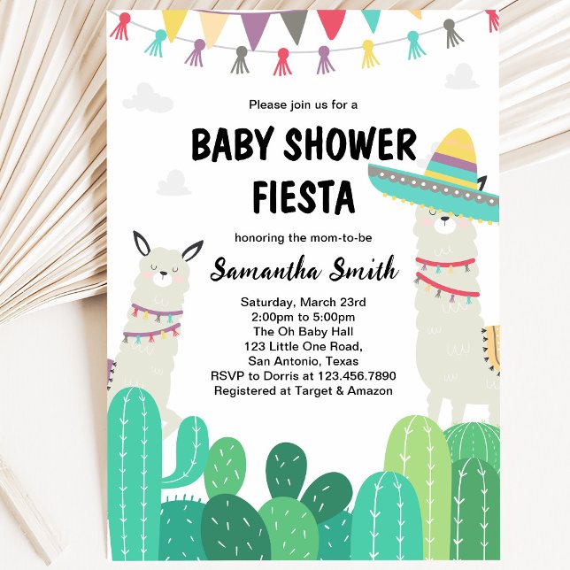 Invitation Baby Shower Llama Cactus (Créateur téléchargé)