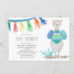 Invitation Baby shower Llama coloré