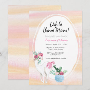 Invitation Baby shower Llama Mama