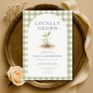 Invitation Baby Shower Local Vert Pousses de Sauge