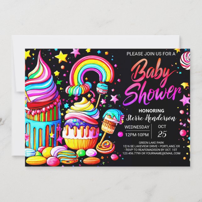 Invitation Baby shower Lollipop Candyland (Devant)