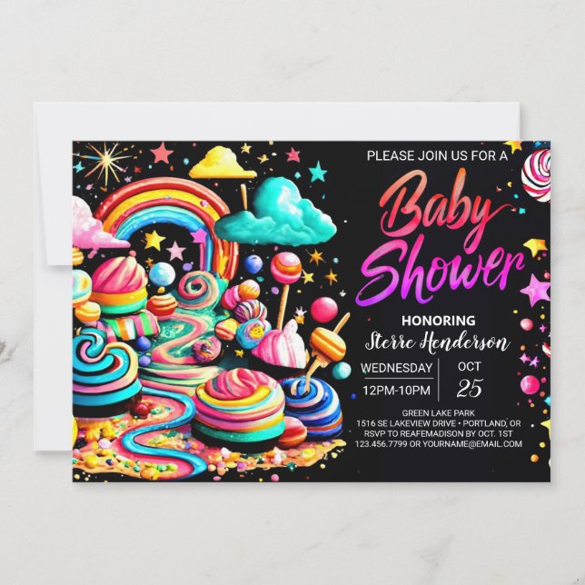 Invitation Baby shower Lollipop Wonderland Bliss (Devant)