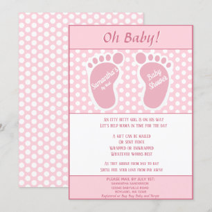 Invitation Baby shower longue distance Baby Gir Pied bébé Imp