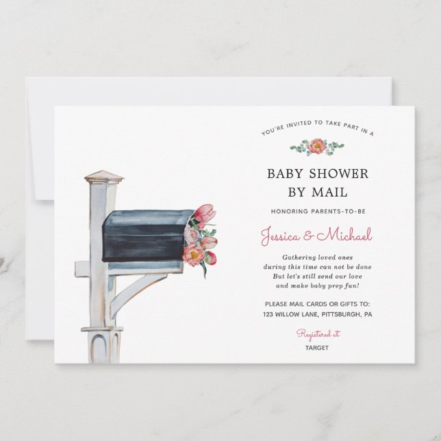 Invitation Baby shower longue distance par courrier (Devant)