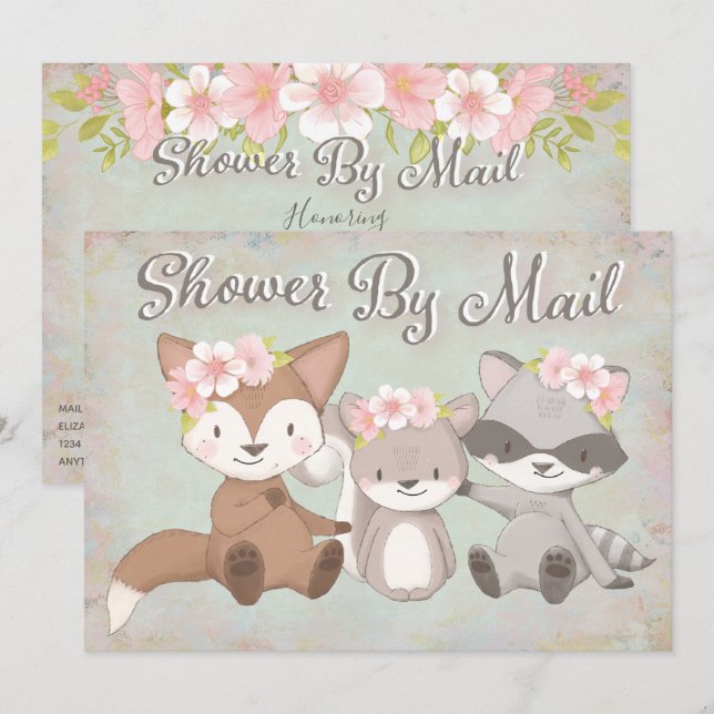 Invitation Baby shower Longue Distance Par Courrier (Devant / Derrière)