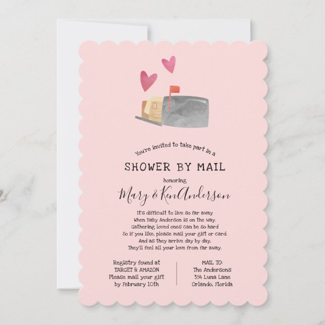 Invitation Baby shower longue distance par courrier (Devant)