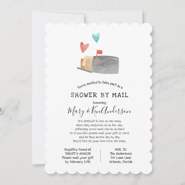 Invitation Baby shower longue distance par courrier (Devant)