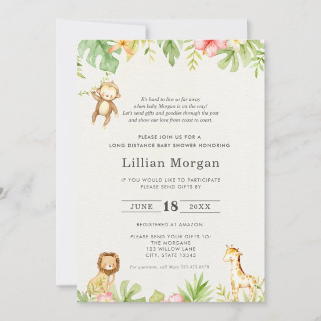 Invitation Baby shower longue distance par courrier (Devant)
