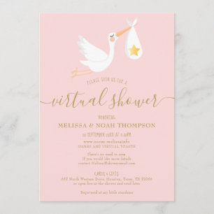 Invitation Baby shower longue distance virtuel en ligne rose