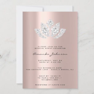 Invitation Baby shower LotusGlitter Rose Gold Drives Garçon G