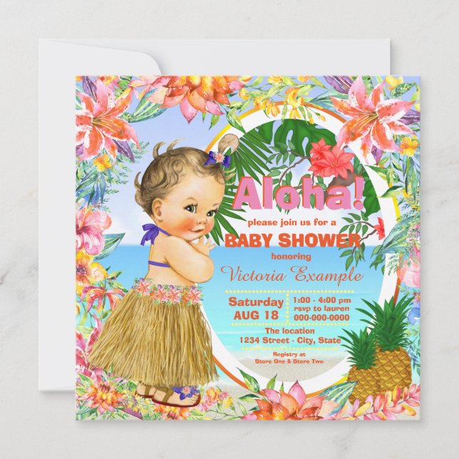 Invitation Baby Shower Luau Hawaïen (Devant)