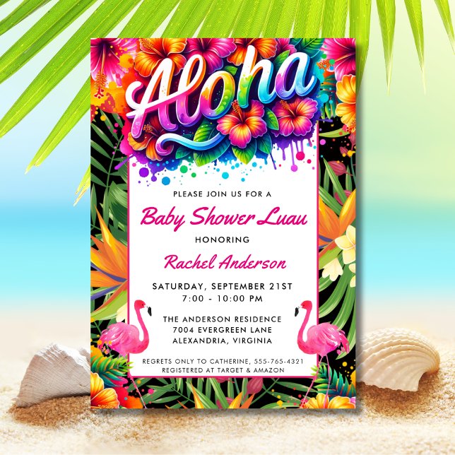 Invitation Baby Shower Luau Tropical Aloha  (Créateur téléchargé)