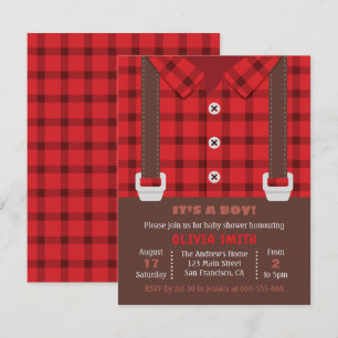 Invitation Baby Shower Lumberjack Red Buffalo à carreaux pour