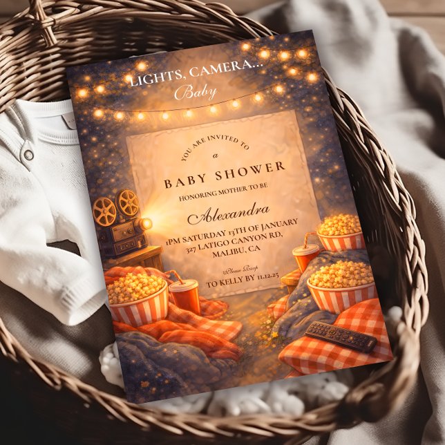 Invitation Baby Shower Lumière Caméra (Créateur téléchargé)