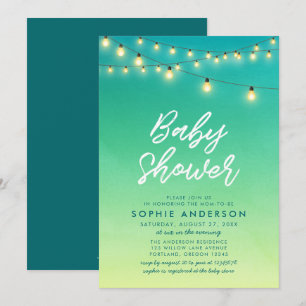 Invitation Baby shower Lumières Aquarelle Verre de mer