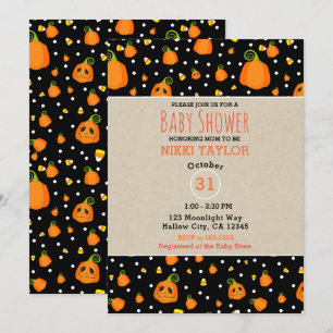 Invitation Baby shower lunaire Citrouille d'Halloween