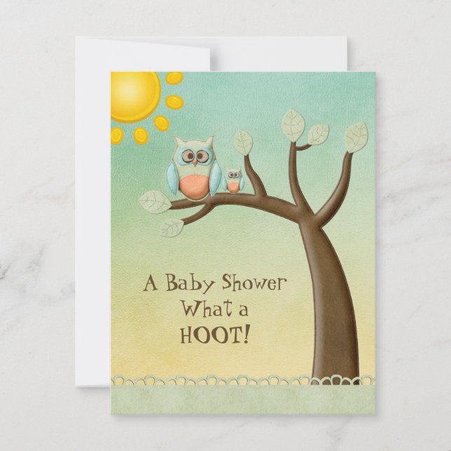 Invitation Baby shower lunatique de hiboux (Devant)