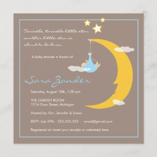 Invitation baby shower Lune et étoiles