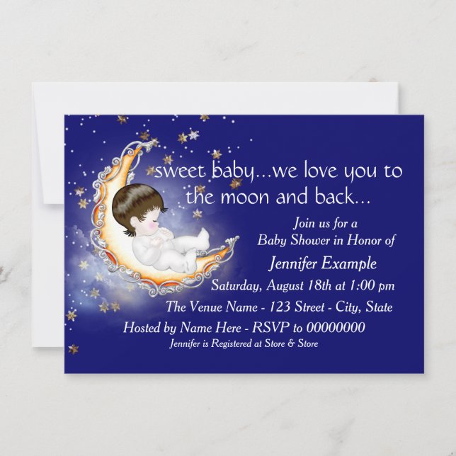 Invitation Baby-Shower Lune et Retour (Devant)