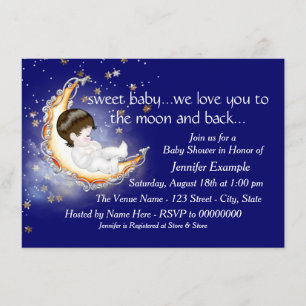 Invitation Baby-Shower Lune et Retour