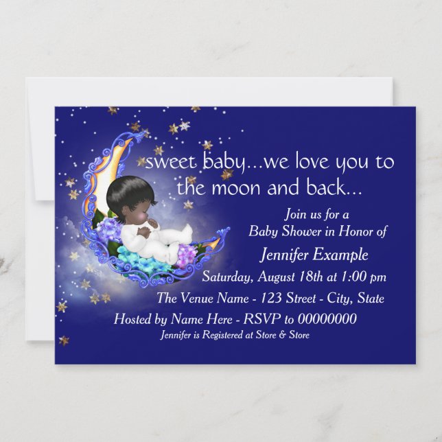 Invitation Baby-Shower Lune et Retour (Devant)