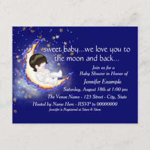 Invitation Baby-Shower Lune et Retour
