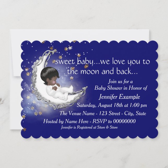 Invitation Baby-Shower Lune et Retour (Devant)