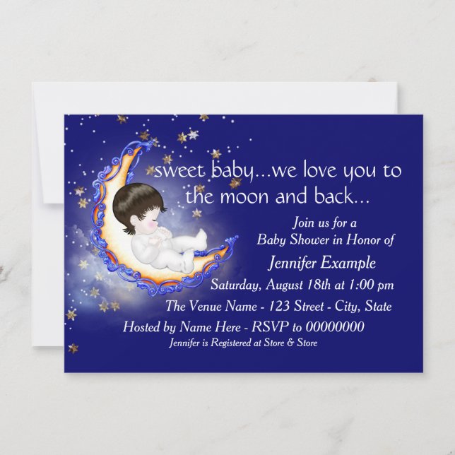 Invitation Baby-Shower Lune et Retour (Devant)