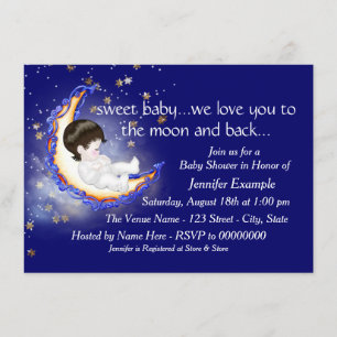 Invitation Baby-Shower Lune et Retour