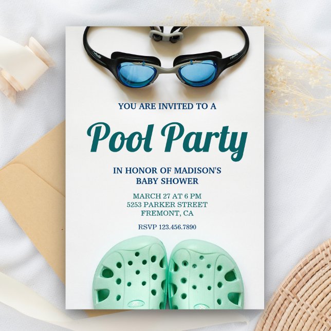 Invitation Baby Shower Lunettes de Natation Bleues (Créateur téléchargé)