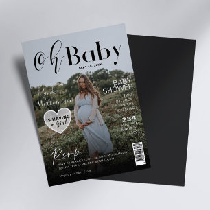 Invitation Baby shower Magazine Couverture photo C'est une fi