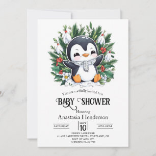 Invitation Baby shower Magic Pretty Penguin