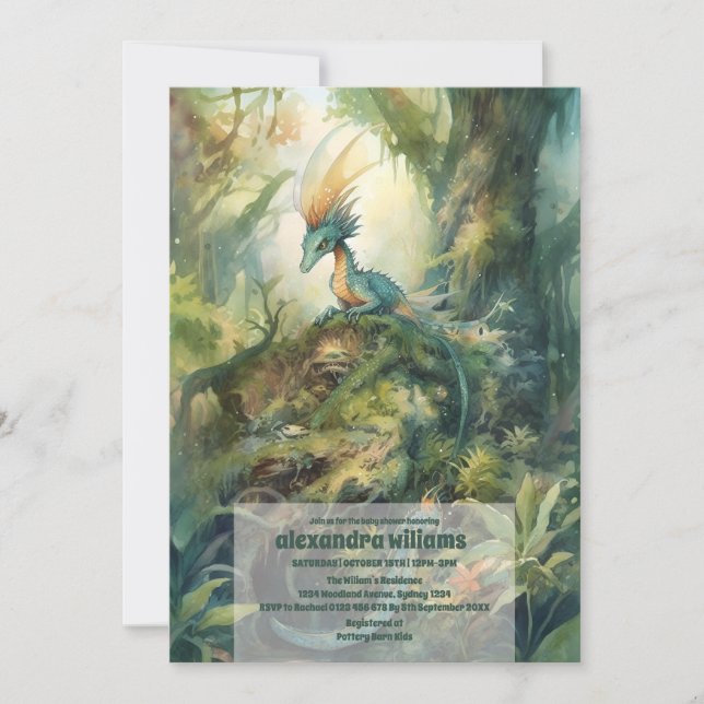 Invitation Baby shower magique de dragon mystique (Devant)