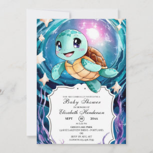 Invitation Baby shower magique de tortue sous-marine