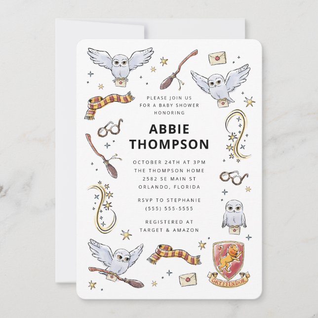 Invitation Baby-shower Magique d'Hedwige (Devant)